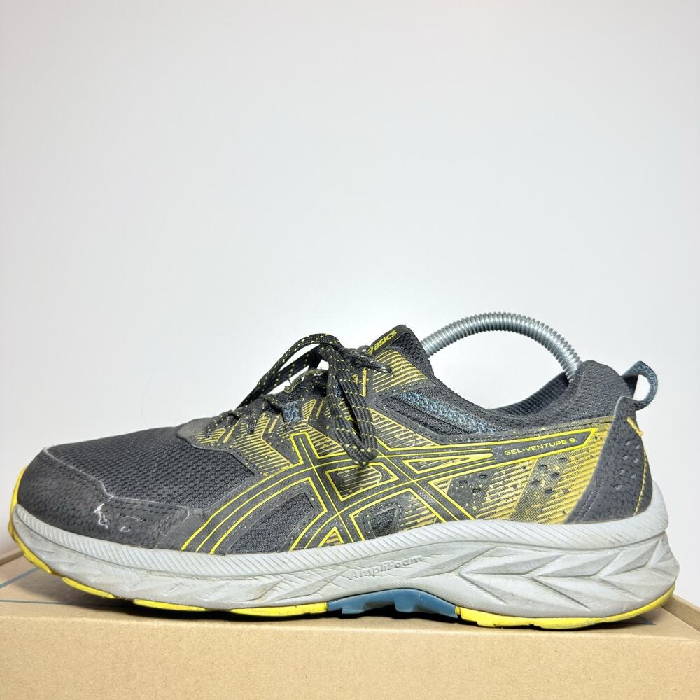 ASICS GEL Venture 8 Mens Size 8.5 Grey Yellow Trail Running Shoes Sneakers